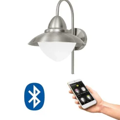 Applique Murale D'Exterieur Eglo Sidney Led Acier Inoxydable, 1 Lumiere, Telecommandes, Changeur De Couleurs