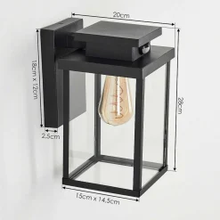 Applique Murale D'Exterieur Tieva Noir, 1 Lumiere, Detecteur De Mouvement