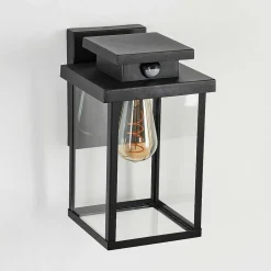 Applique Murale D'Exterieur Tieva Noir, 1 Lumiere, Detecteur De Mouvement