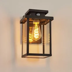 Applique Murale D'Exterieur Tieva Noir, 1 Lumiere, Detecteur De Mouvement