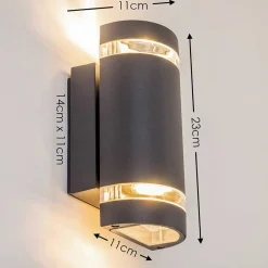 Applique Murale D'Exterieur Tagish Anthracite, 2 Lumieres