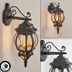 Applique Murale D'Exterieur Lentua Noir, 1 Lumiere