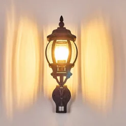 Applique Murale D'Exterieur Lentua Noir, 1 Lumiere, Detecteur De Mouvement