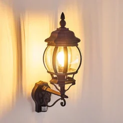 Applique Murale D'Exterieur Lentua Noir, 1 Lumiere, Detecteur De Mouvement