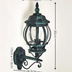 Applique Murale D'Exterieur Lentua Vert, Noir, 1 Lumiere