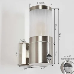 Applique Murale D'Exterieur Tolsona Nickel Mat, 1 Lumiere, Detecteur De Mouvement