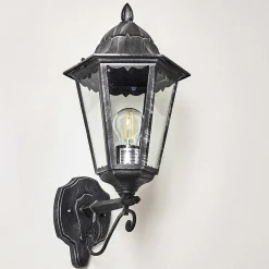 Applique Murale D'Exterieur Lignac Noir, Argente, 1 Lumiere