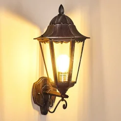 Applique Murale D'Exterieur Lignac Noir, Argente, 1 Lumiere