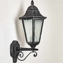 Applique Murale D'Exterieur Lignac Noir, Argente, 1 Lumiere