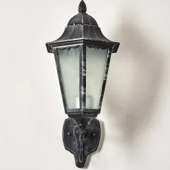 Applique Murale D'Exterieur Lignac Noir, Argente, 1 Lumiere