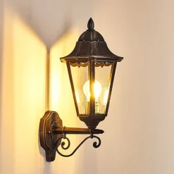 Applique Murale D'Exterieur Lignac Noir, Argente, 1 Lumiere