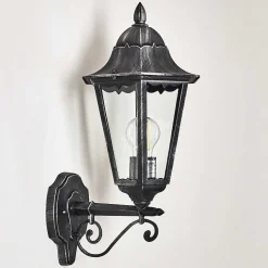 Applique Murale D'Exterieur Lignac Noir, Argente, 1 Lumiere