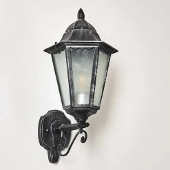 Applique Murale D'Exterieur Lignac Noir, Argente, 1 Lumiere