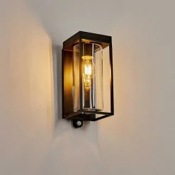 Applique Murale D'Exterieur Palanga Led Noir, 1 Lumiere, Detecteur De Mouvement