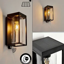 Applique Murale D'Exterieur Palanga Led Noir, 1 Lumiere, Detecteur De Mouvement