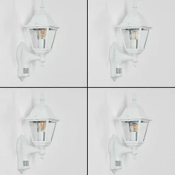 Applique Murale D'Exterieur Naofe Blanc, 1 Lumiere, Detecteur De Mouvement