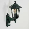 Applique Murale D'Exterieur Loria Vert, Noir, 1 Lumiere, Detecteur De Mouvement
