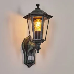 Applique Murale D'Exterieur Loria Vert, Noir, 1 Lumiere, Detecteur De Mouvement