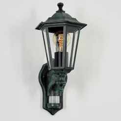 Applique Murale D'Exterieur Loria Vert, Noir, 1 Lumiere, Detecteur De Mouvement