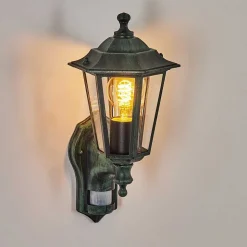 Applique Murale D'Exterieur Loria Vert, Noir, 1 Lumiere, Detecteur De Mouvement