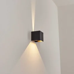 Applique Murale D'Exterieur Tamarin Led Noir, 2 Lumieres