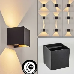 Applique Murale D'Exterieur Tamarin Led Noir, 2 Lumieres