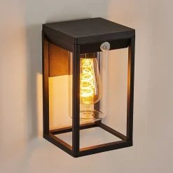 Applique Murale D'Exterieur Palanga Noir, 1 Lumiere, Detecteur De Mouvement