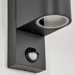 Applique Murale D'Exterieur Kingstown Anthracite, Transparent, 2 Lumieres, Detecteur De Mouvement