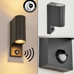 Applique Murale D'Exterieur Kingstown Anthracite, Transparent, 2 Lumieres, Detecteur De Mouvement