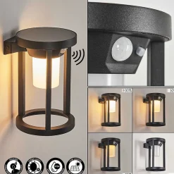 Applique Murale D'Exterieur Lokpano Led Noir, 1 Lumiere, Detecteur De Mouvement, Changeur De Couleurs