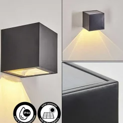 Applique Murale Exterieure Solaire Lapeer Led Noir, 1 Lumiere