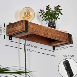 Applique Murale Montgomery Bois Fonce, Noir, 1 Lumiere