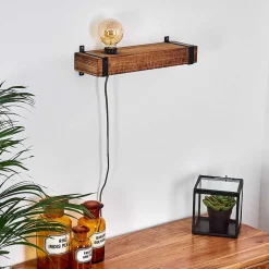 Applique Murale Montgomery Bois Fonce, Noir, 1 Lumiere