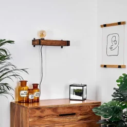 Applique Murale Montgomery Bois Fonce, Noir, 1 Lumiere