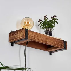 Applique Murale Montgomery Bois Fonce, Noir, 1 Lumiere