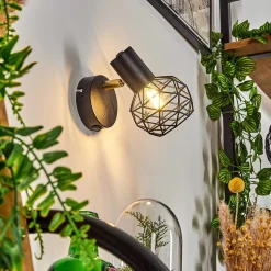 Applique Murale Palmira Or, Noir, 1 Lumiere