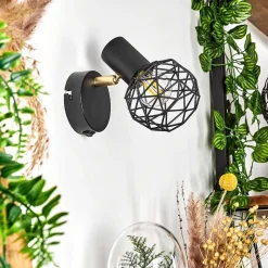 Applique Murale Palmira Or, Noir, 1 Lumiere