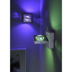 Applique Murale Paul Neuhaus Q-Fisheye Led Acier Inoxydable, 2 Lumieres, Telecommandes, Changeur De Couleurs