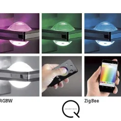 Applique Murale Paul Neuhaus Q-Fisheye Led Acier Inoxydable, 2 Lumieres, Telecommandes, Changeur De Couleurs