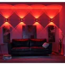 Applique Murale Paul Neuhaus Q-Fisheye Led Acier Inoxydable, 2 Lumieres, Telecommandes, Changeur De Couleurs