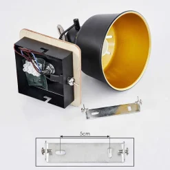 Applique Murale Safari Chrome, Bois Clair, Noir, 1 Lumiere