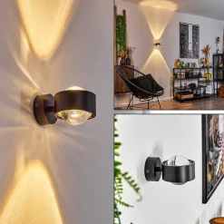 Applique Murale Sapri Noir, 1 Lumiere