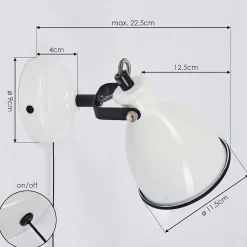 Applique Murale Selki Noir, Blanc, 1 Lumiere