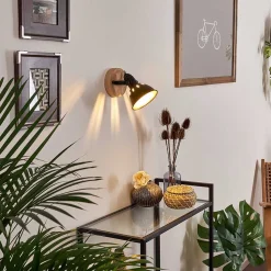 Applique Murale Tina Bois Fonce, Noir, 1 Lumiere