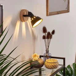 Applique Murale Tina Bois Fonce, Noir, 1 Lumiere