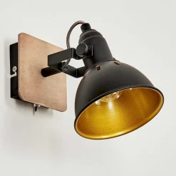 Applique Murale Tina Chrome, Bois Fonce, Noir, 1 Lumiere