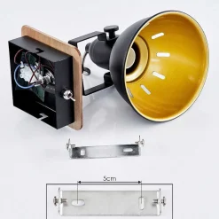 Applique Murale Tina Chrome, Bois Fonce, Noir, 1 Lumiere