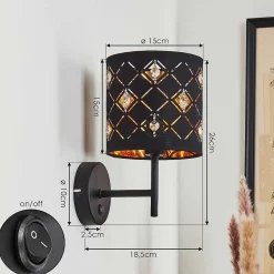 Applique Murale Trasancos Noir, 1 Lumiere