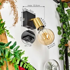 Applique Murale Tulla Noir, 1 Lumiere