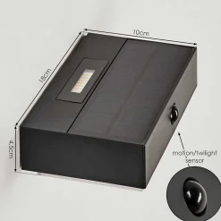 Applique Solaire Seilhac Led Noir, 1 Lumiere, Detecteur De Mouvement